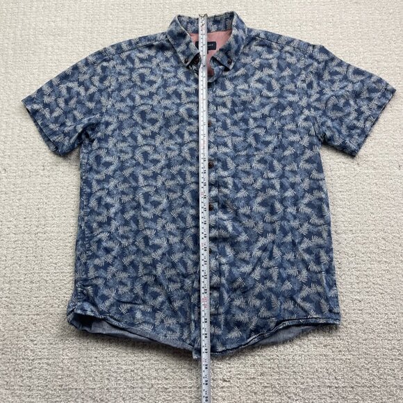 Rue Saint Patrick MTL Floral Blue Collared Casual Button Down Party Shirt Men M* - Picture 8 of 14